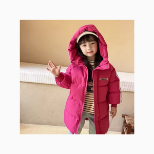 Manteau d'hiver long à capuche pour garçons et filles, nouvelle veste matelassée avec fermeture éclair, manteau chaud pour enfants - Product Image 1