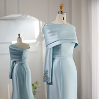 Arabe élégant une épaule sirène jaune robes de soirée pour les femmes fête de mariage 2024 dubaï bleu robe formelle SF014