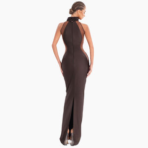 महिला सेलिब्रिटी सेक्सी टैंक ब्राउन बॉडीकॉन ग्रीष्मकालीन मैक्सी लंबी पोशाक पोशाक पोशाक - Product Image 2