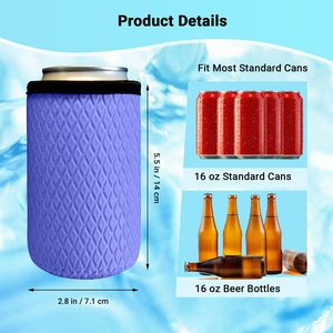 Manchons isothermes réutilisables pour canettes standard de 16 oz, supports souples antidérapants en néoprène pour canettes de bière et de soda - Product Image 4
