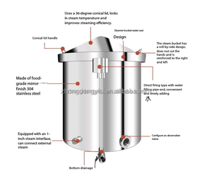 304 Stainless Steel Fermenting Equipment Steaming <strong>Bucket</strong> for Rice Grain External Steam Engine Boiler Distiller <strong>Brewer</strong> Turnover - Product Image 4