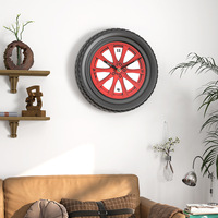 Horloge murale en forme de pneu en métal décoration créative de la maison salle de voiture réparation automobile usine horloge murale de salon