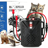 Répulsif à ultrasons étanche 12V contre les martres avec capteur de vibration, détection automatique et flash LED pour moteur de véhicule