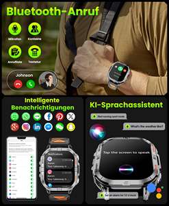 EDS K72 Smartwatch GPS 2,13 Zoll AMOLED LED-Taschenlampe Kompass 100+ Sportmodi Fitness-Uhr 580mAh Akku BT-Anruf für iOS Android - Product Image 6