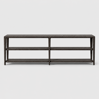 Table console basse noire en bois massif avec pieds coniques, au design moderne, élégant et luxueux, pour la maison, la villa, l'hôtel