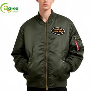 Chaqueta Bomber de Piloto de Alta Calidad OEM 100% Algodón para Hombre, Chaqueta Universitaria de Invierno Gruesa con Forro Acolchado y Bordado para Hombre - Product Image 4