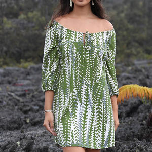 Fabricante de Vestidos Largos de Lujo con Estampado Hawaiano, Vestidos Personalizados de Lino y Algodón, Minifaldas con Hombros Descubiertos - Product Image 1