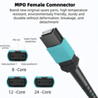 Cable de Fibra Óptica OEM ODM de 8, 12, 16 y 24 Hilos, MPO Hembra a MPO Hembra, OM3 OM4, para Redes de Centros de Datos