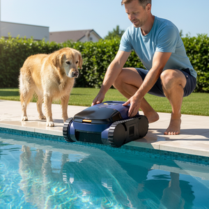 Aspiradora Automática Inalámbrica <span class=keywords><strong>para</strong></span> Piscinas Exteriores con Bolsa <span class=keywords><strong>de</strong></span> <span class=keywords><strong>Filtro</strong></span> Ultrafina, Robot <span class=keywords><strong>de</strong></span> Limpieza Ecológico <span class=keywords><strong>para</strong></span> Eliminar <span class=keywords><strong>Arena</strong></span> y Lodo, 3 Horas <span class=keywords><strong>de</strong></span> Autonomía - Product Image 1