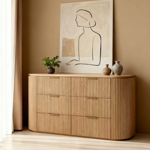 Commode et armoire latérale en bois massif de style campagnard français à 6 tiroirs, design vintage en bois de charpente, rangement de chambre, armoire RH - Product Image 2