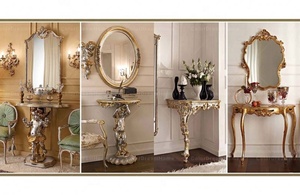 Set di Specchio <span class=keywords><strong>e</strong></span> Tavolo Console in Legno Intagliato Stile Rococò Antico - Product Image 5