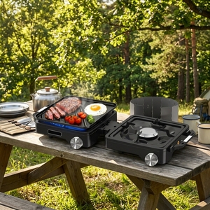 Outdoor-Picknick-Kassettenkocher, Campingkocher, faltbarer tragbarer Doppelbrenner-Gaskocher für <span class=keywords><strong>Camping</strong></span>, Grillen, hohe Leistung. - Product Image 5