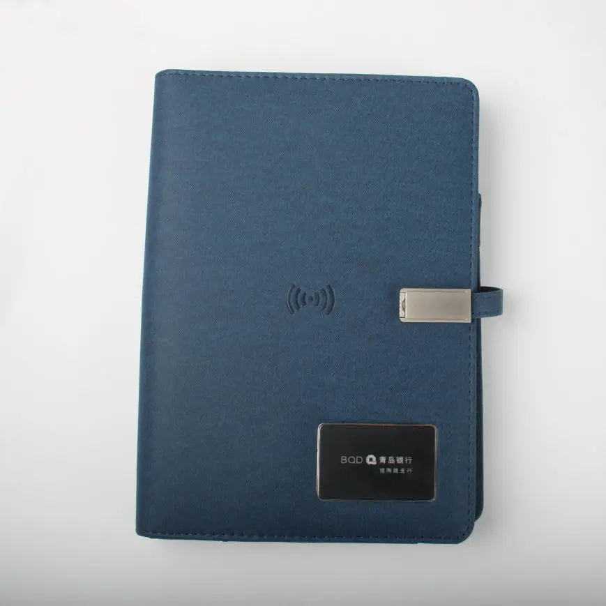 Custom logo Premium Gift Wholesale Diary Wireless Charging Notebook with Power bank and USB Flash Drive