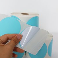 Stiker bulat merah muda label kertas Printer termal langsung lingkaran biru kustom untuk pengiriman proyek kerajinan Logo DIY