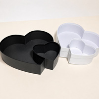 Boîte cadeau en carton rose et noir en forme de cœur pour la Saint-Valentin, emballage pour fleurs avec couvercle transparent en PVC