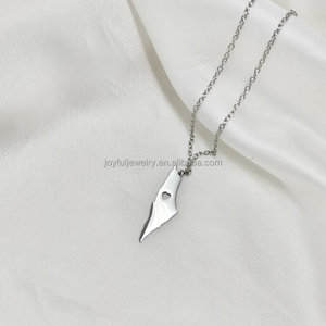 Livraison rapide nouveau Design <span class=keywords><strong>Palestine</strong></span> colliers carte bijoux haute poli 316l acier inoxydable Jérusalem Gaza paix collier pour hommes - Product Image 3