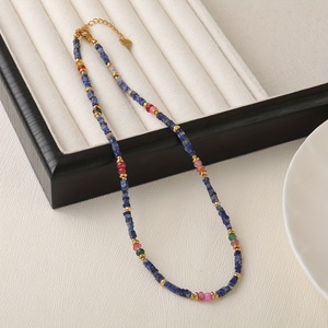 قلادة نسائية أنيقة، سلسلة عنق فاخرة من حجر اللازورد الطبيعي للارتداء اليومي - Product Image 3