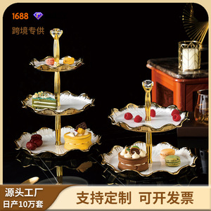 Cross-border fruit platter, home living room <b>coffee</b> <b>table</b> snack candy cake display plate, multi-tiered dessert stand, ceramic - Product Image 5