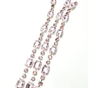 Adorno de tela con pedrería doble de 8 mm redonda y rectangular de 13x18 mm, base chapada eléctricamente, para costura artesanal, para vestidos de <span class=keywords><strong>boda</strong></span> y fiesta de graduación - Product Image 5