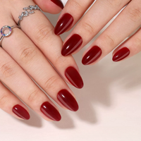 Faux ongles en acrylique à presser, couleur unie, forme amande moyenne, en gel souple, fournisseur en gros