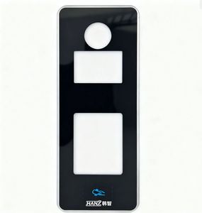 Panneau tactile en verre trempé sérigraphié sur mesure avec fenêtre d'affichage pour lecteur de contrôle d'accès d'ascenseur - Product Image 1