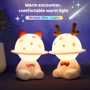 DIY USB rechargeable Cute Deer Soft Silicone Sleep <b>Lamp</b> Tap Control Kids Portable Bedroom Night Light With 7 Colors LED Lights - Product Image 1