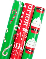 OEM pembungkusan kertas लाल और हरी केक प्रिंट 30 इंच * 10 फीट 3 रोल अति सुंदर पैटर्न मुद्रण क्रिसमस लपेटें पेपर रोल