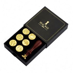 Set de Sellos de Cera para Manualidades, Decoración de Bodas, con Mango de Madera, Personalizable con Logotipo y Color, Caja de Regalo, para Escuela - Product Image 1