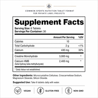 Comprimés de créatine HMB pour les marques de nutrition sportive avec formule végétalienne certifiée, étiquette propre, marque privée, OEM, ODM, approvisionnement en gros