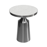 Table Basse Commerciale Robuste pour Restaurant avec Plateau en Acier Inoxydable et Pierre Frittée