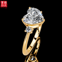 Bague de luxe en argent sterling 925 plaqué or avec trois pierres de moissanite, sertie à griffes, formes multiples, bijoux de fiançailles et de mariage pour femme