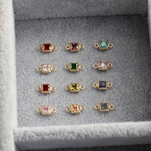 2025 nuovo oro riempito quadrati zircone portafortuna connettori dodicesimo mese S925 diamanti ciondoli per bracciale collana - Product Image 1