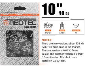 Chaîne de tronçonneuse NEO-TEC, lot de 3, 10 pouces, jauge 0,050'', pas 3/8'', profil bas, <span class=keywords><strong>40</strong></span> <span class=keywords><strong>maillons</strong></span> de transmission, chaîne pour scie à perche - Product Image 3