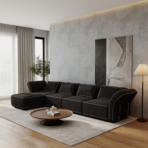 VOXHOME - Juego de Muebles Modulares Minimalistas Modernos para Sala de Estar, Estructura Mixta de Acero Inoxidable y Madera Sólida - Product Image 3