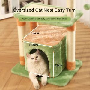 Arbre à chat multi-niveaux écologique quatre saisons avec plateforme de saut intégrée et structure d'escalade pour petits espaces domestiques - Product Image 4