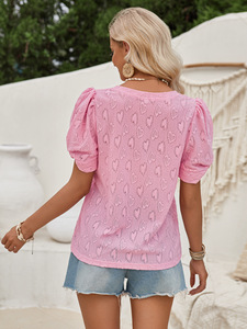 2025 estate Casual nuova camicia da donna europea e americana con scollo a V t-Shirt camicetta Casual da donna - Product Image 3