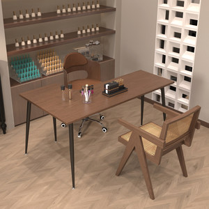 Mesa y Silla de Manicura Modernas en Forma de L, de Madera Sólida, Multifuncionales y Fáciles de Limpiar - Product Image 1