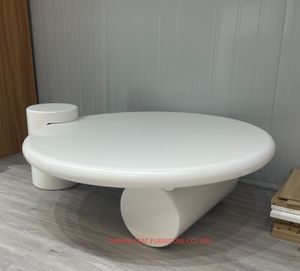 Bàn trà phòng khách chất lượng cao, sơn màu kem, cạnh tròn, chất liệu MDF - Product Image 5