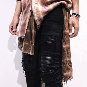 Toppe da <span class=keywords><strong>uomo</strong></span> personalizzate OEM Pantalones moda <span class=keywords><strong>Jeans</strong></span> dalla vestibilità dritta pantaloni in Denim da motociclista affusolati affusolati - Product Image 2