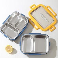 Boîte à lunch isotherme en acier inoxydable 304, compatible micro-ondes, trois compartiments, pour les employés de bureau, les étudiants, légère, type bento