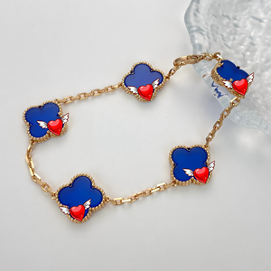 Bracelet pour femme exquis à quatre feuilles de trèfle, de haute qualité, en argent 925, agate, perle, motif floral, chaîne, bracelet tendance - Product Image 4