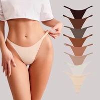 Vente en gros, string tangas taille basse sans couture multicolore, Bikini sexy Xxxx, culotte à l'arrière en T pour fille, sous-vêtements en G-string en soie de glace douce pour femmes