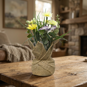 AFF <b>Table</b> Top-9 Artificial Mixed Flowers Rustic Style Handmade <b>Plastic</b> Decor 15cm Width 22cm Height Artificial Succulent Meadow - Product Image 4