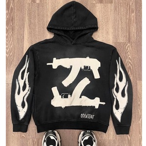 Sweat à capuche zippé épais personnalisé surdimensionné en molleton uni, style streetwear vintage délavé à l'acide avec poches usées pour hommes - Product Image 5
