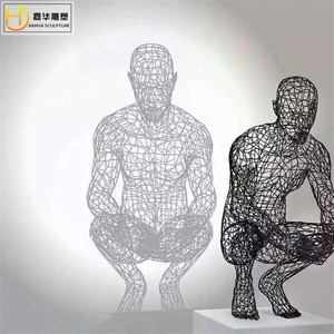 Sculpture géométrique abstraite en acier inoxydable Jiahua, installation artistique faite à la main pour l'extérieur, à poser au sol - Product Image 3
