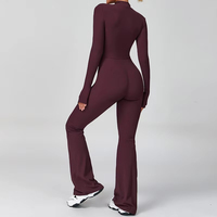Ensemble de leggings de sport à manches longues avec fermeture éclair personnalisés pour femmes, vêtements de yoga, combinaison de sport pour femmes, combinaison de yoga