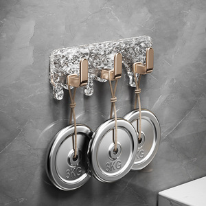 Glacier Style Three <b>Hook</b> Set Silver Rose Gold Adhesive <b>Bathroom</b> <b>Hooks</b> Traceless Storage Robe <b>Hooks</b> - Product Image 4