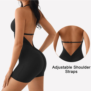 Nouvelle <span class=keywords><strong>combinaison</strong></span> de yoga sexy pour <span class=keywords><strong>femme</strong></span>, dos nu, bretelles spaghetti, col en V, en tissu intelligent, effet push-up, compression abdominale, extensible - Product Image 3