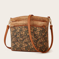Tas Selempang Wanita Model Retro Cetak Kecil, Tas Bahu Cork Fashion Wanita, Mewah, Laris Manis