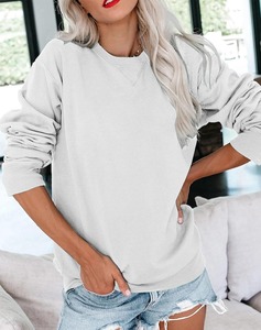 OEM Women's Casual O-Neck Sweatshirt Quick Drying Pullover <b>Tops</b> Breathable Knitted Eco-Friendly Customized Color Gym Wear <b>Winter</b> - Product Image 2